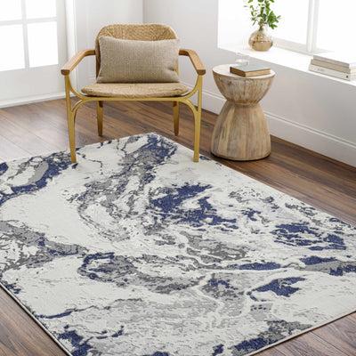 Kaleo Gray & Blue Marble Area Rug