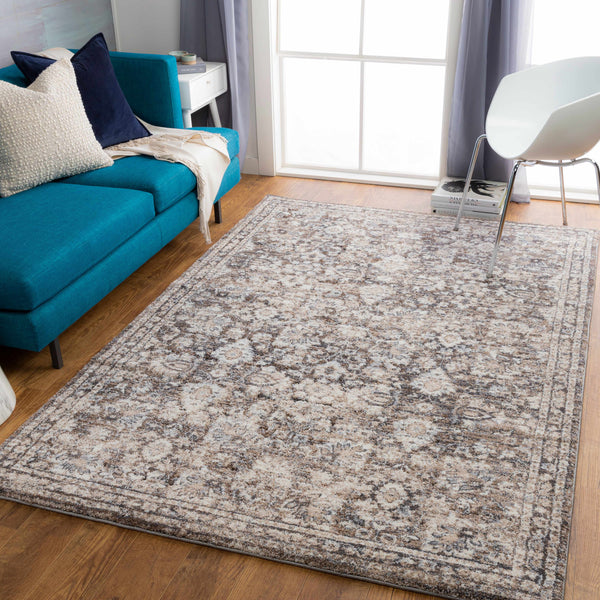 Talihina Brown Damask Area Rug