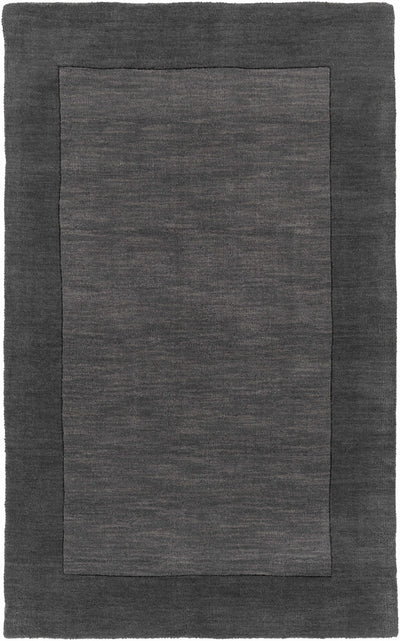 Bordered Solid Black Charcoal Wool Rug