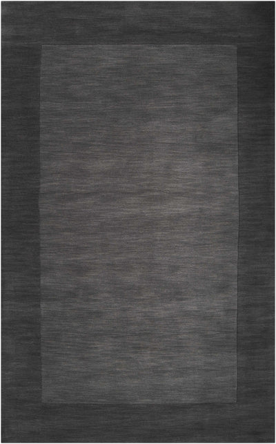 Bordered Solid Black Charcoal Wool Rug