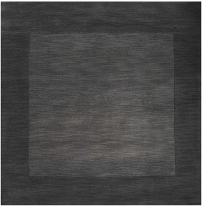 Bordered Solid Black Charcoal Wool Rug