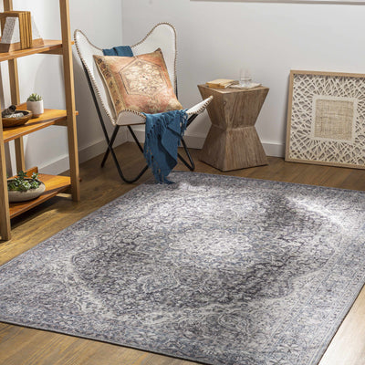 Tavas Deep Blue Washable Rug