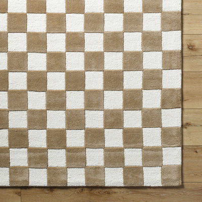 Timin Brown Checkered Wool Area Carpet