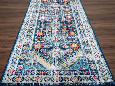 Tigrim 2307 Colorful Navy Blue Rug