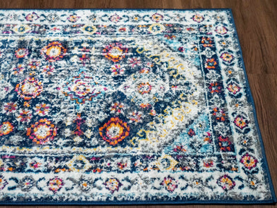 Tigrim 2307 Colorful Navy Blue Rug