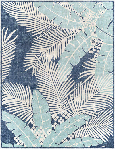 Thebarton Coastal Blue Palm Area Rug