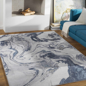 Moana Denim Blue Marble Area Rug