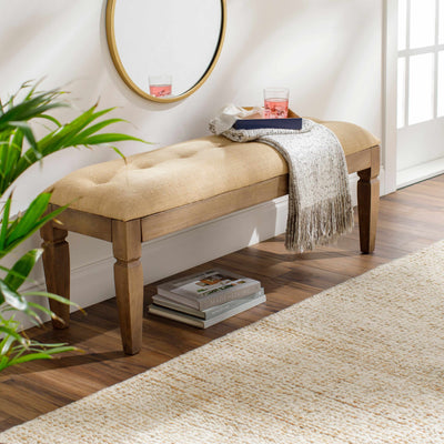 Tigum Beige Tufted Wooden Bench