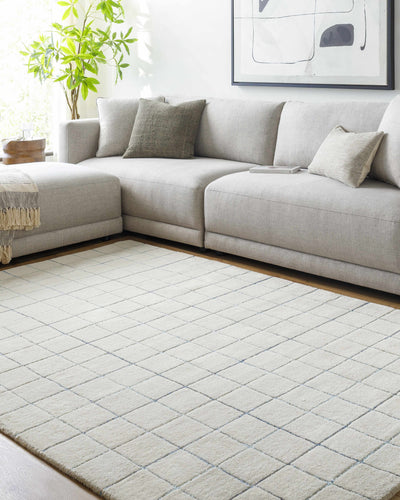 Toshi Beige Grid Wool Rug