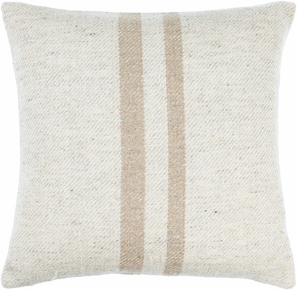 Tibor Beige Striped Wool Accent Pillow