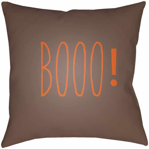 Booo Printed Orange & Brown Pillow