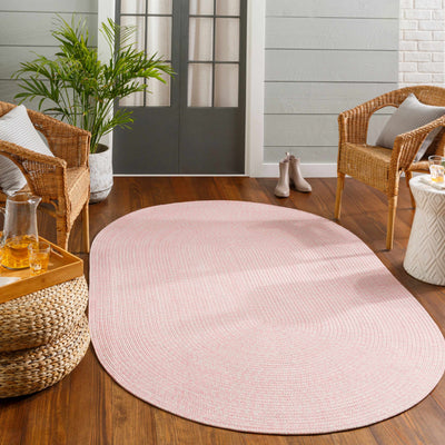 Pink Braided Faux Jute Carpet - Clearance