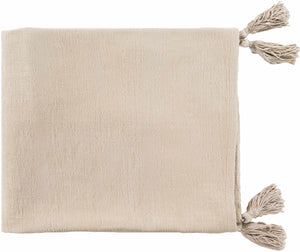 Beige Cotton Throw Blanket