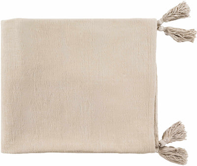 Beige Cotton Throw Blanket