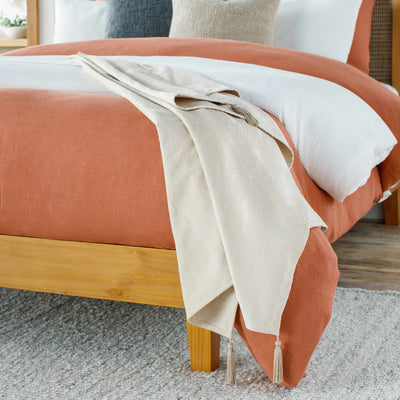 Beige Cotton Throw Blanket