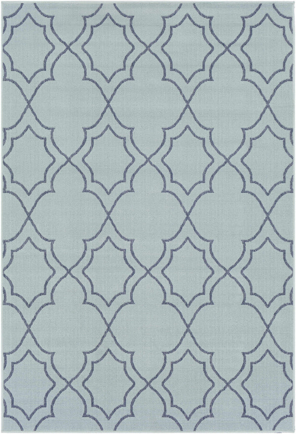 Unique Pale Blue Lattice Trellis Outdoor Rug - Clearance