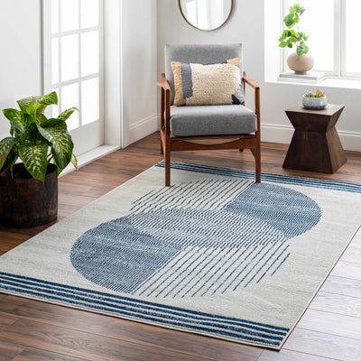 Zeke Geometric White&Blue Rug