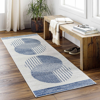 Zeke Geometric White&Blue Rug