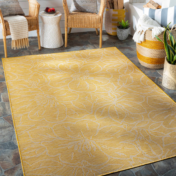 Valmora Yellow Floral Outdoor Rug - Clearance