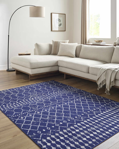 Scandi Navy All Over Pattern Rug