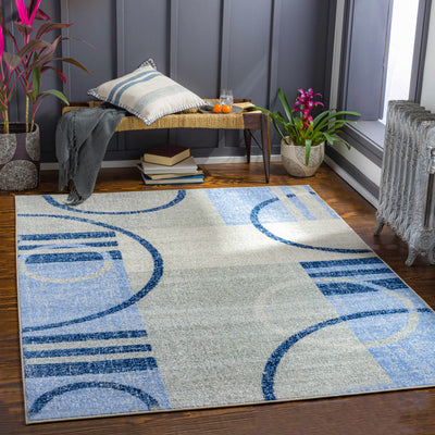 Gronant Blue Geometric Rug - Clearance