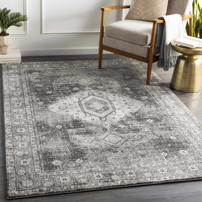 Vancouver 8x10 Distressed Charcoal Persian Rug - Clearance