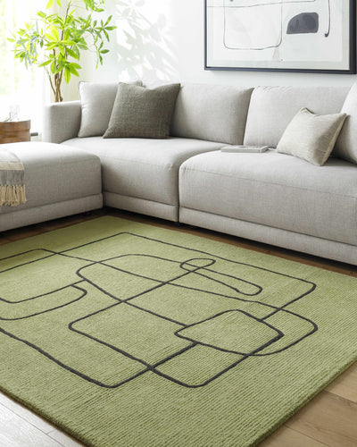 Vatsa Green Abstract Area Rug