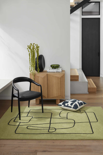 Vatsa Green Abstract Area Rug