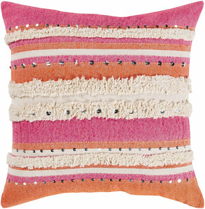 Wakarusa Pink&Orange Striped Throw Pillow