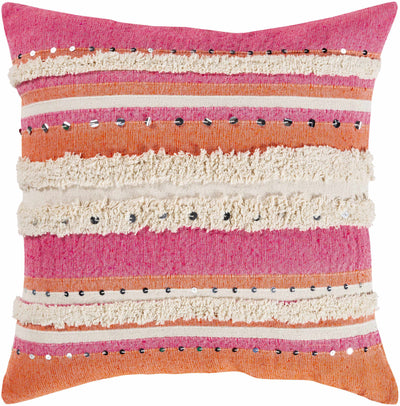 Wakarusa Pink&Orange Striped Throw Pillow