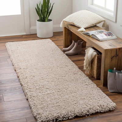 Tingly Solid Beige Shag Rug