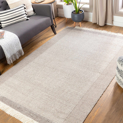 Joelle Beige Grid Wool Rug