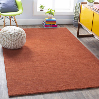 Brockton Solid Wool Orange Area Rug