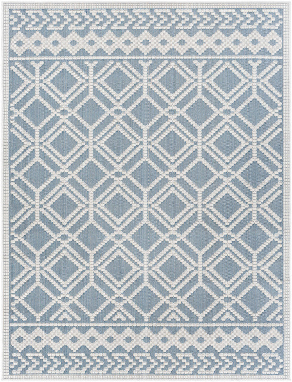 Wingina 8x10 Ice Blue Trellis Rug - Clearance