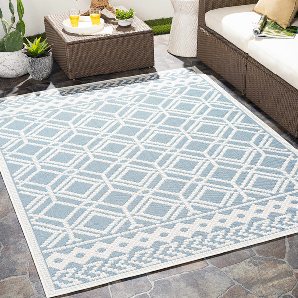 Wingina 8x10 Ice Blue Trellis Rug - Clearance