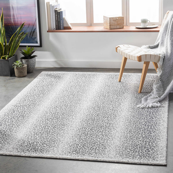 Light Gray Cheetah Print Area Rug - Clearance