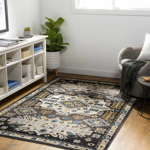 Cabacungan Black & Blue Washable Area Rug - Clearance