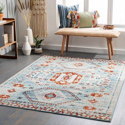 Tullow Rust & Light Blue Area Rug - Clearance