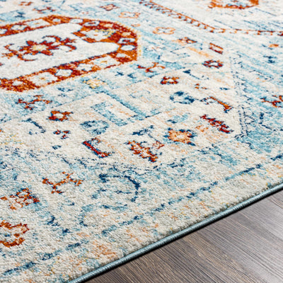 Tullow Rust & Light Blue Area Rug - Clearance