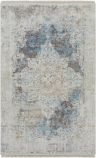 Calion Distressed Blue Luxury Area Rug