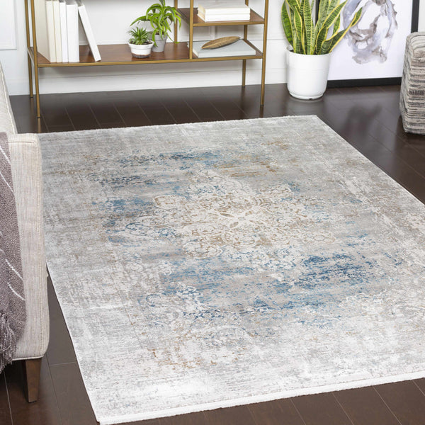 Calion Distressed Blue Luxury Area Rug