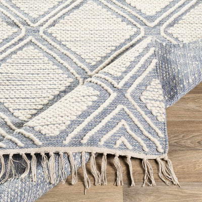 Wausa Denim Trellis on Cream Cotton/wool  Rug - Clearance