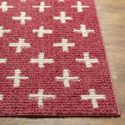 Anda White Cross on Red Plush Rug - Clearance