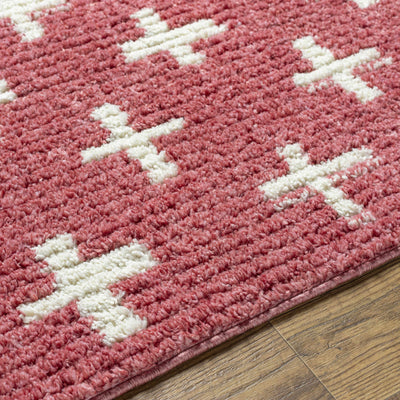 Anda White Cross on Red Plush Rug - Clearance