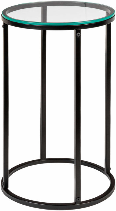 Zuna Black Metal Glass End Table