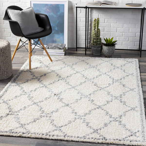 Yelverton Off-White Trellis Plush Rug - Clearance