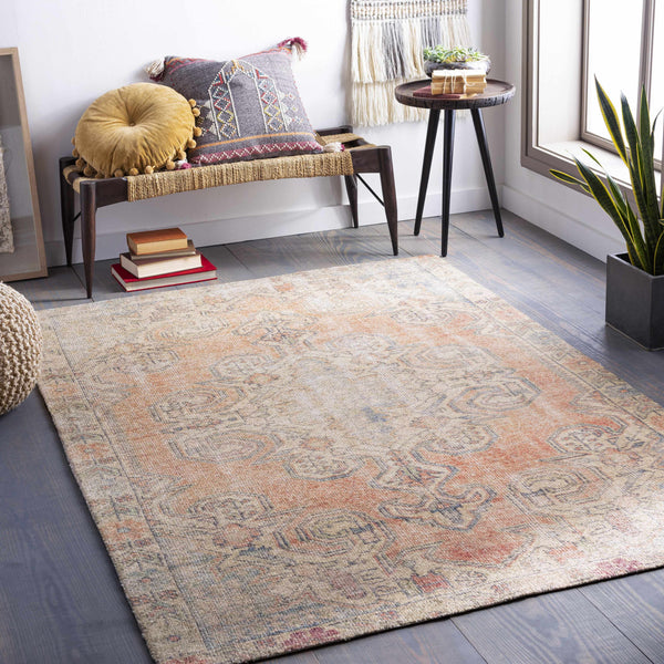 Yetminster Traditional Distressed Peach Rug - Clearance