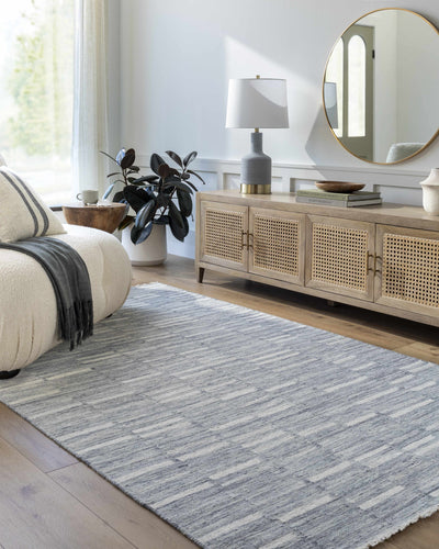 Uheri Gray Blue Checkered Area Rug