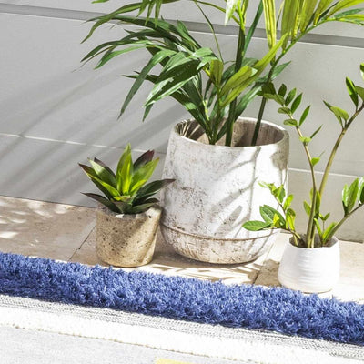 Janamuato White Geometric Cement Planter