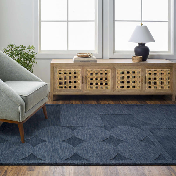 Oshae Dark Navy Modern Wool Rug